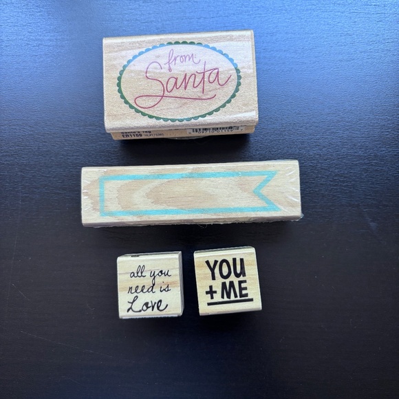 Wood Mounted Rubber Stamps Bundle of 4 - Picture 1 of 12